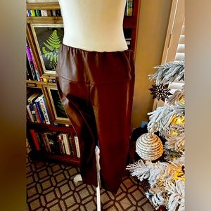 Faux chocolate brown leather leggings size m/l